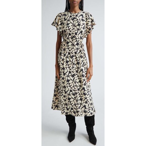 Ulla Johnson Anais Abstract Print Midi Dress in Moonstone NWT Size 12 - Picture 1 of 8